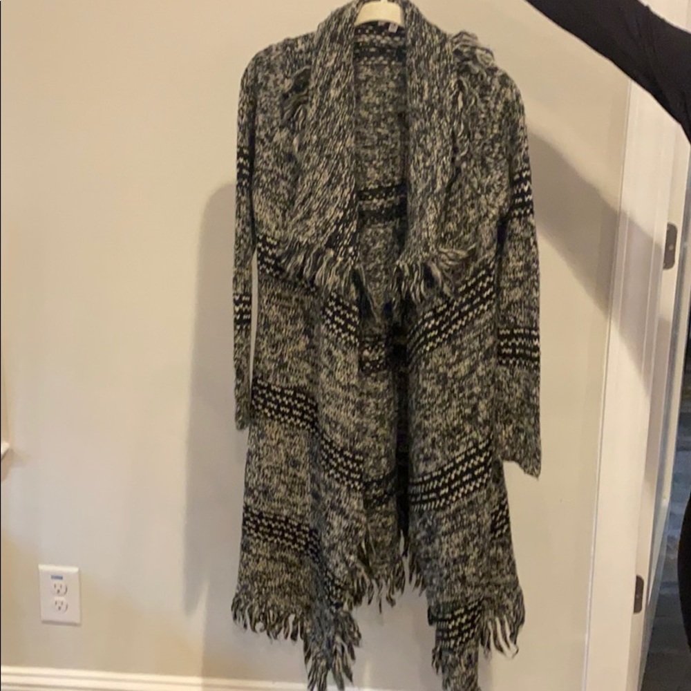 open face sweater grey and black